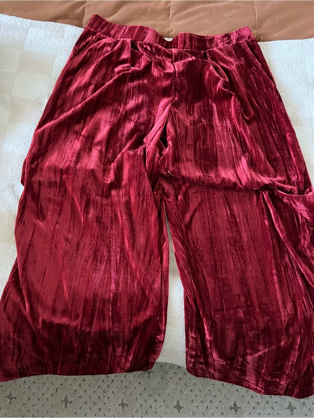 a new day Velvet Wide-Leg Pants - Burgundy